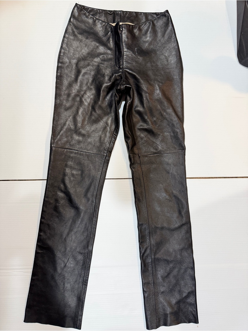 Bebe Black Leather Pants Size 0 Straight Leg / Slight Flare - Picture 5 of 10